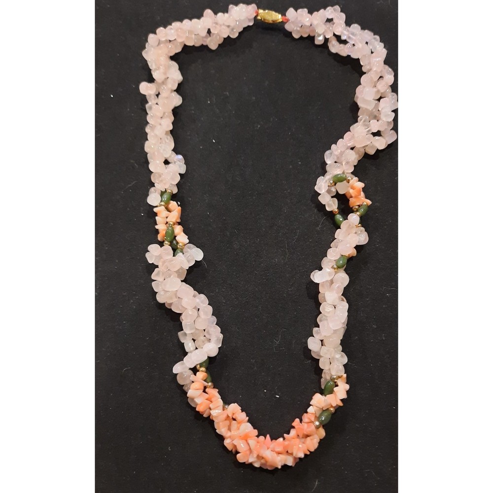 Vintage Rose Quartz, Coral Necklace